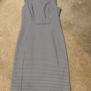 Calvin Klein Black and White Geometric Midi Dress